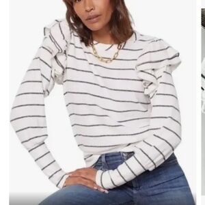 Evereve White and Black Striped Sweater